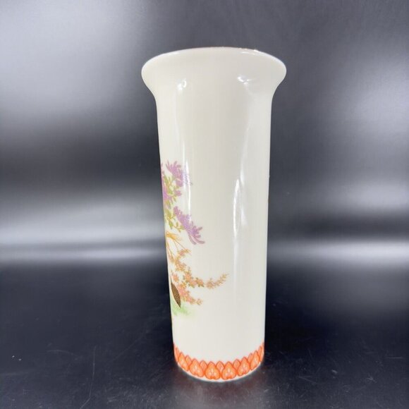 Japanese Porcelain Ceramic Folded Vase Shibata Japan Flower Shaped Vase Painted - Picture 16 of 16